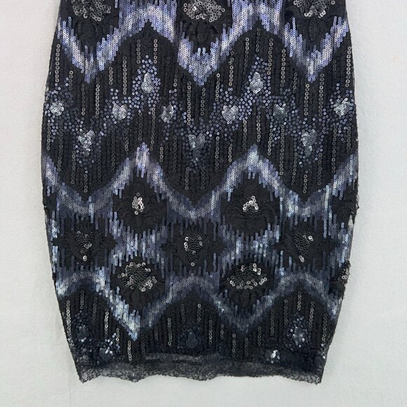 Cache Dress Womens 6 Small Blue Black Sequin Sparkle Evening Party Glam - Picture 3 of 13